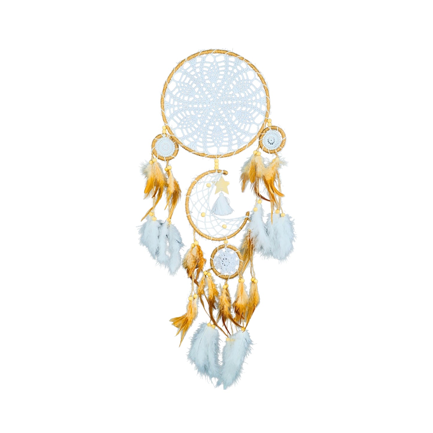 Atrapasueños Decoración Colgante Con Plumas 5 Unidades Marrón