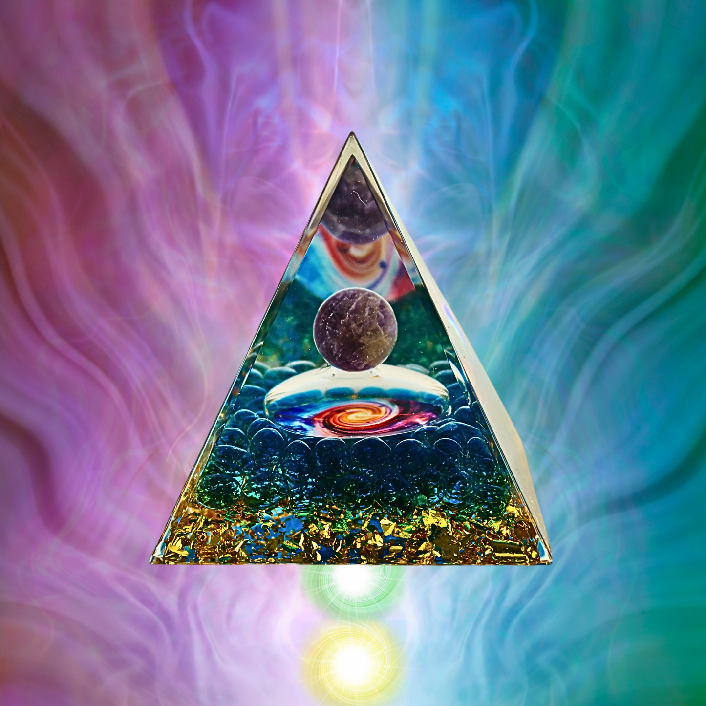 Pirámide de Orgonita Cristal Reiki Yoga Azul
