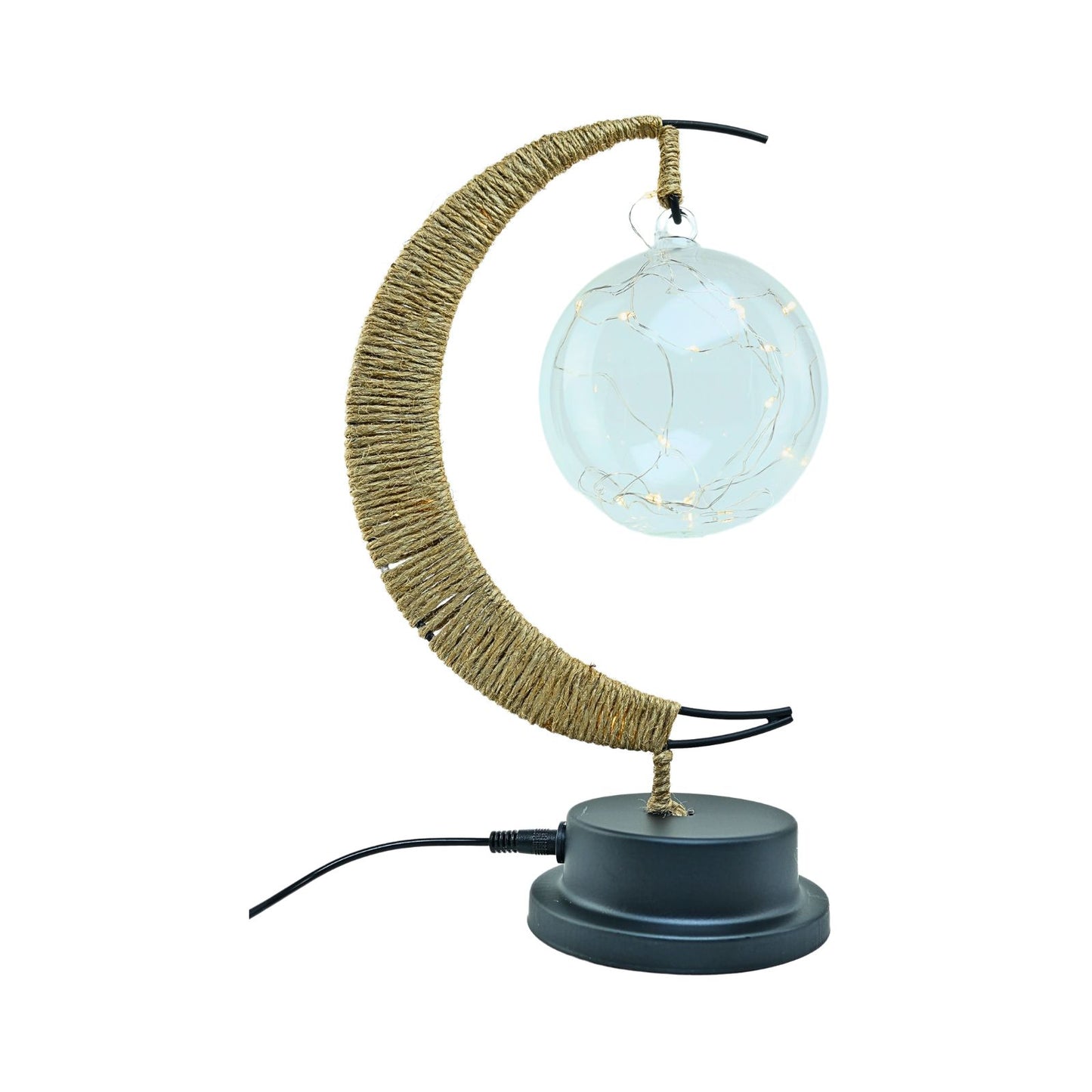 Lámpara LED Media Luna con Cáñamo y Colgante Bola