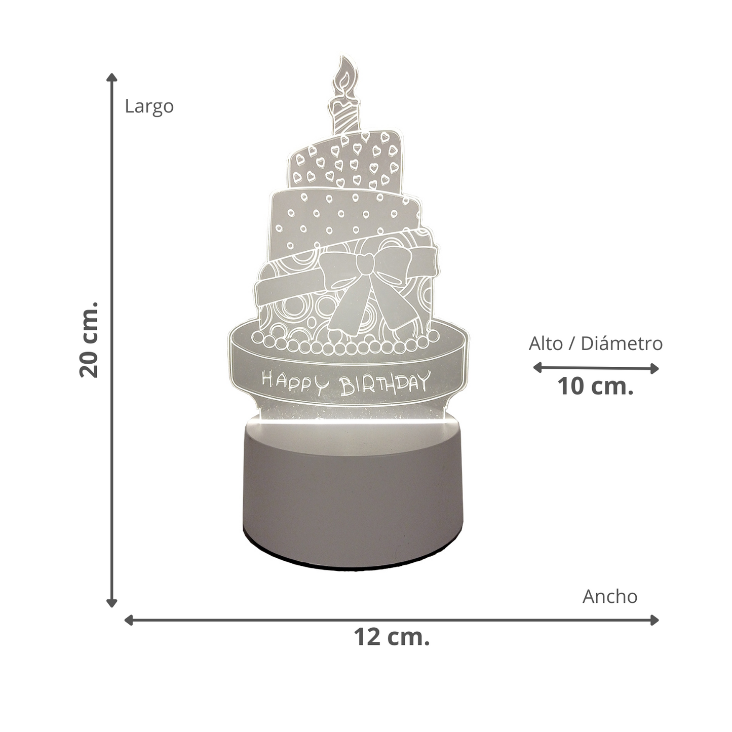 Lámpara LED De Mesa 3D USB Luz Torta de Cumpleaños