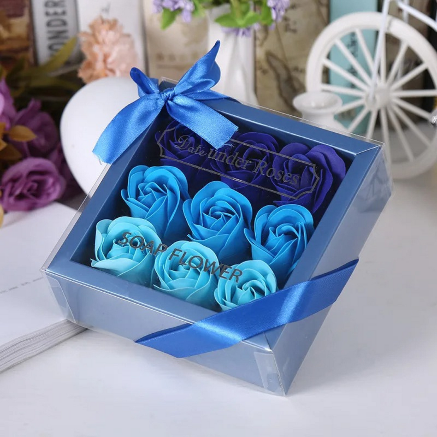 Set 9 Jabones Pétalos De Rosas Baño Spa Azul