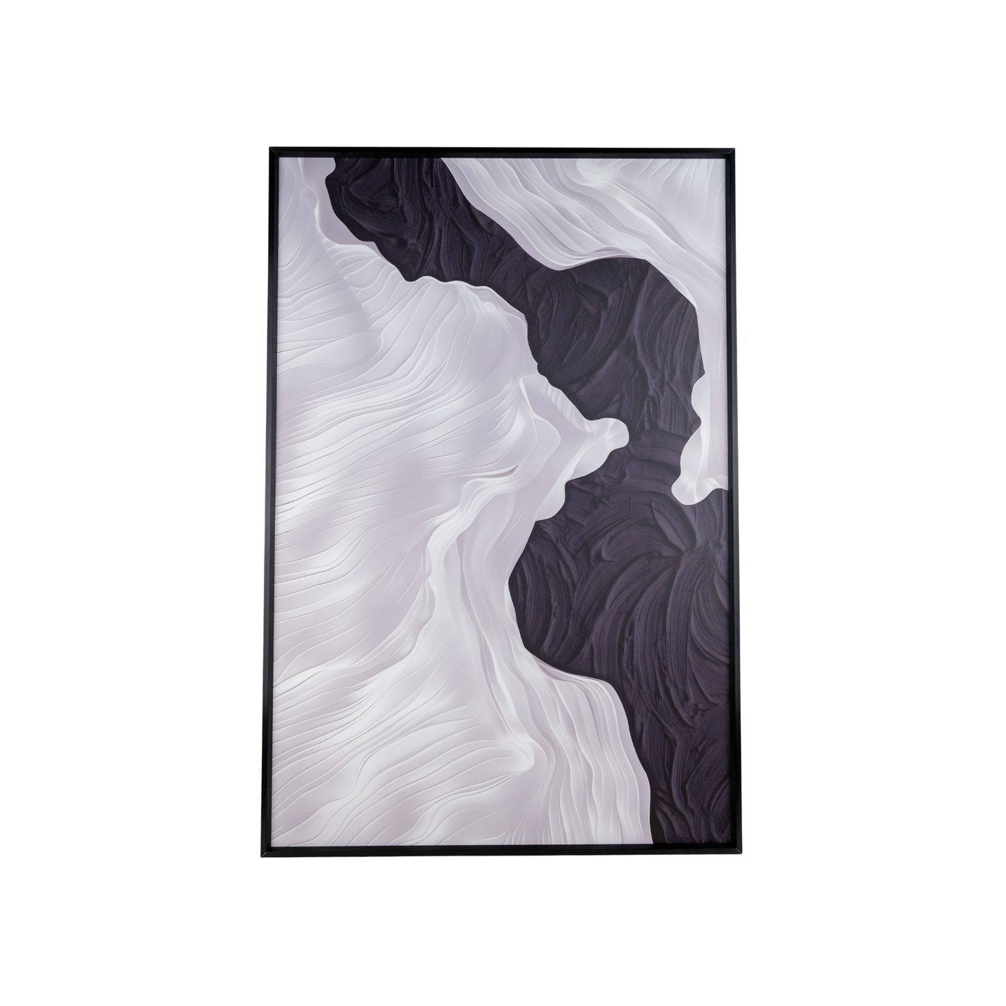 Cuadro Decorativo Textura Olas del Mar  Blanco y Negro 40 x 60 Cm