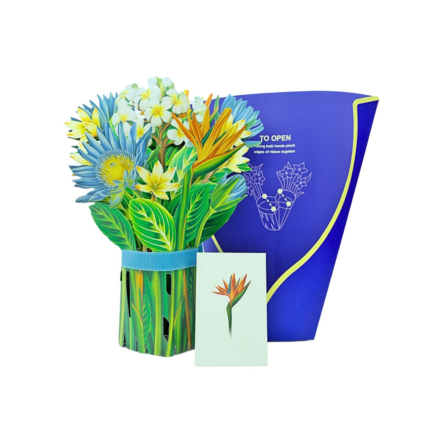 Tarjeta De Felicitaciones Bouquet De Flores 3D Ave Del Paraíso