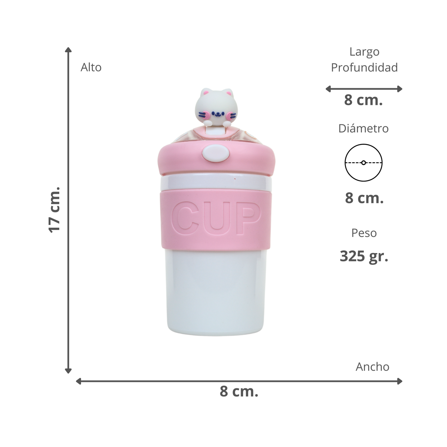 Vaso De Vidrio Hermético Con Bombilla Gato