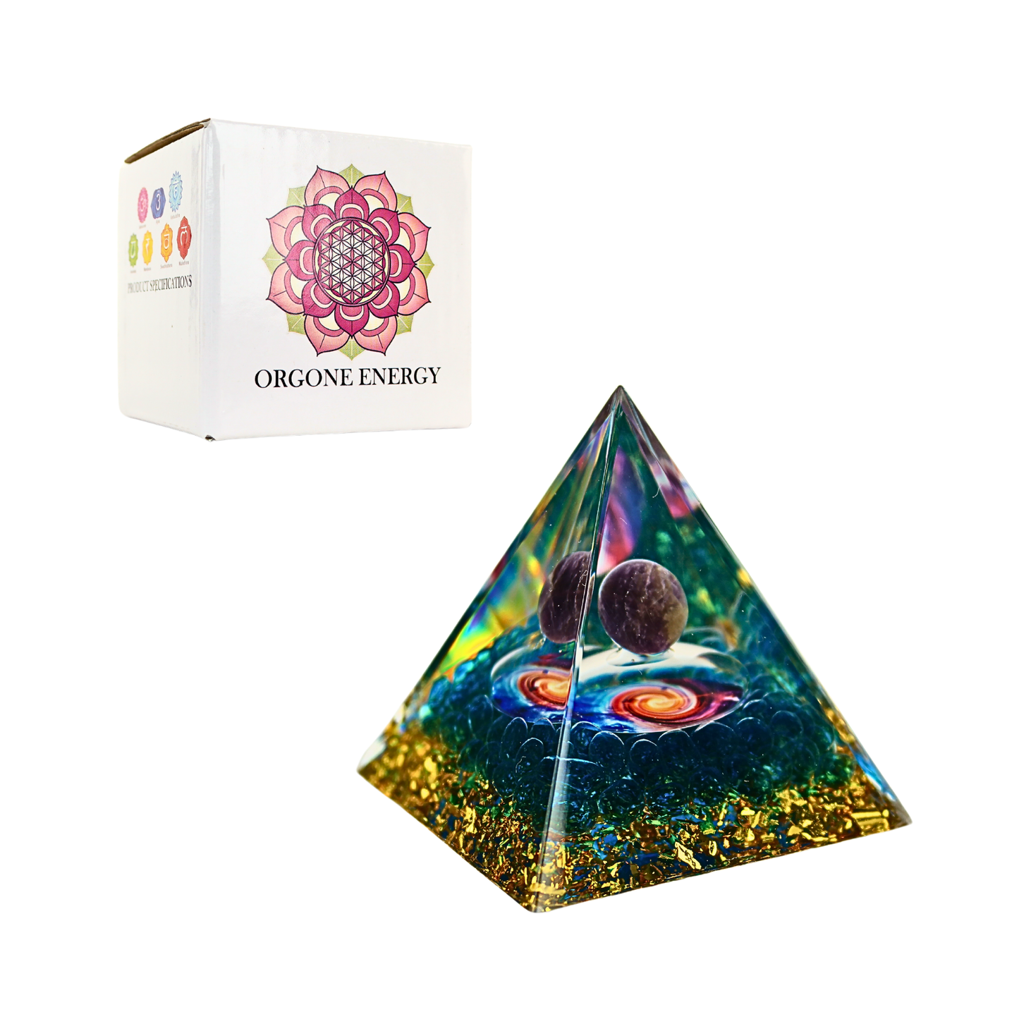 Pirámide de Orgonita Cristal Reiki Yoga Azul