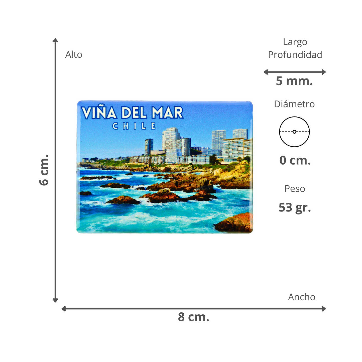 Imán Cerámico Liso Souvenir de Chile Viña del Mar