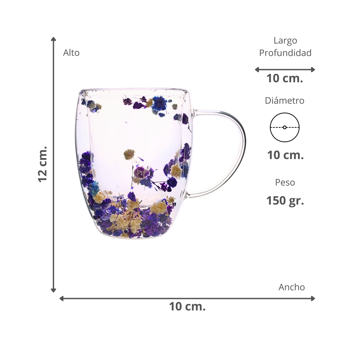 Tazas Mug Doble Pared con Flores Eternas Lila