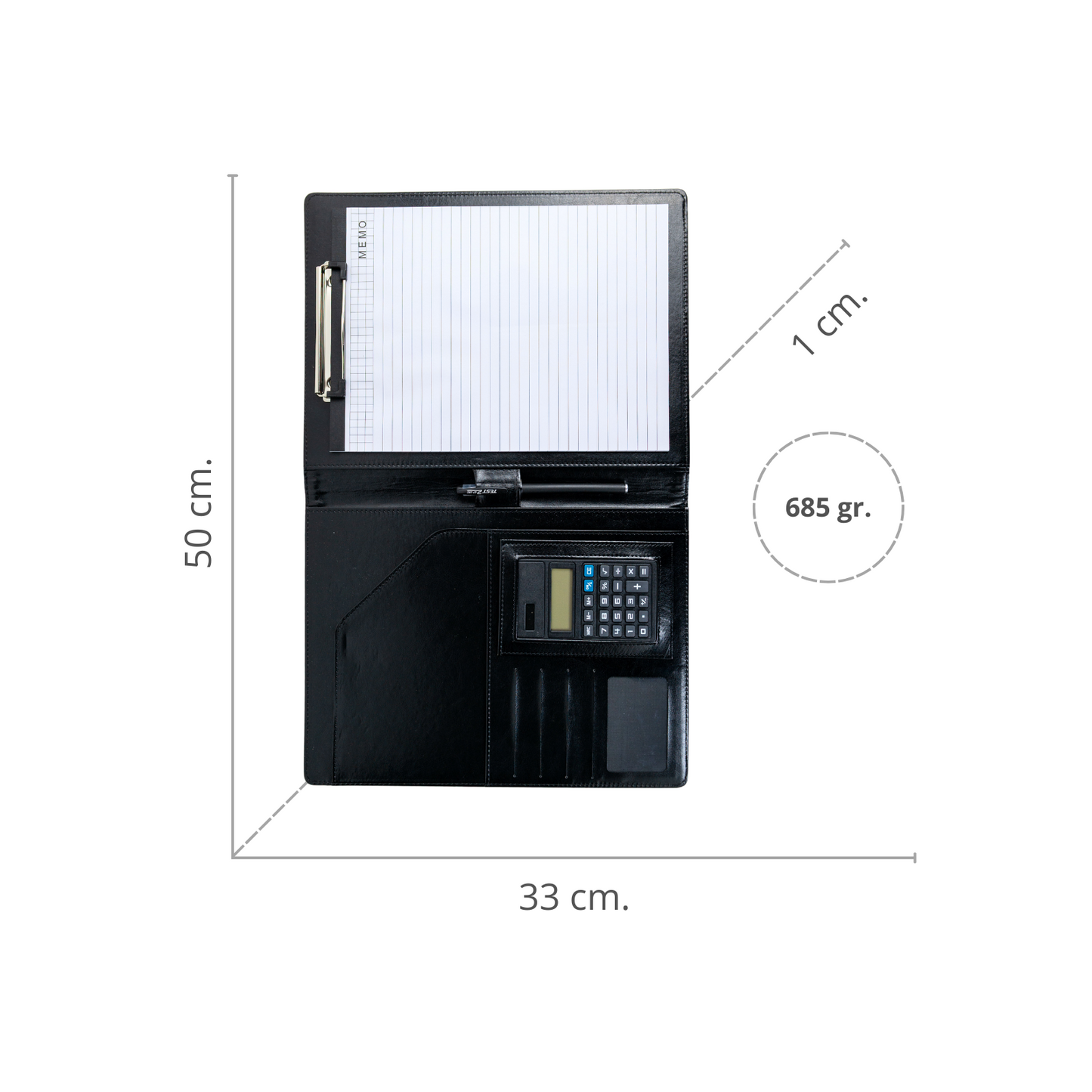 Carpeta Ejecutiva A4 en Ecocuero con Calculadora y Block de Notas