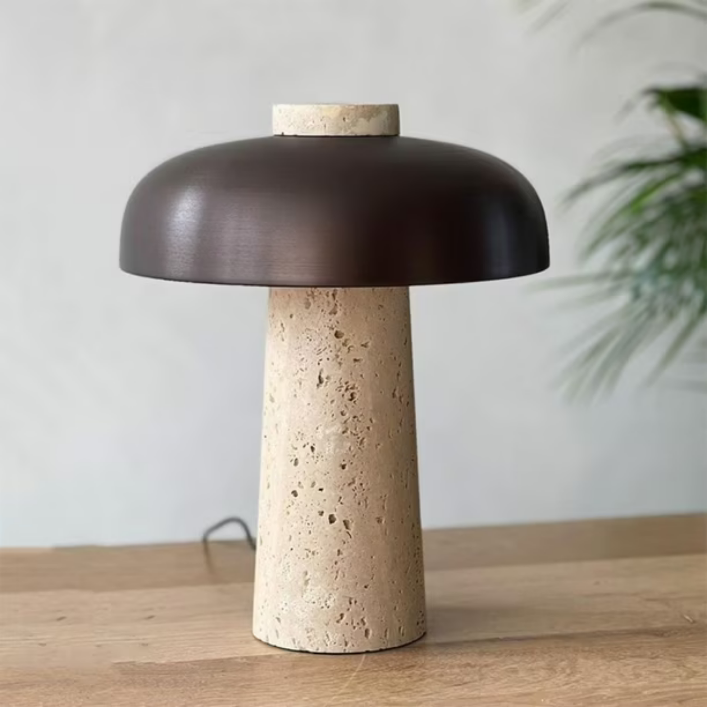 Lámpara LED de Piedra Travertino Elegante Diseño de Setas