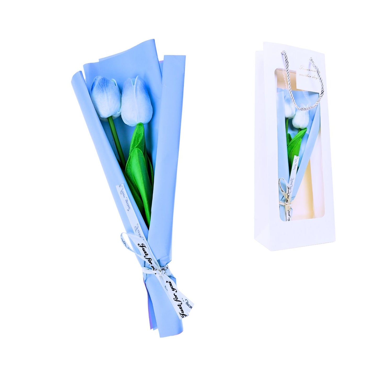 Caja De Regalo Con Flor De Tulipán Eterno Azul