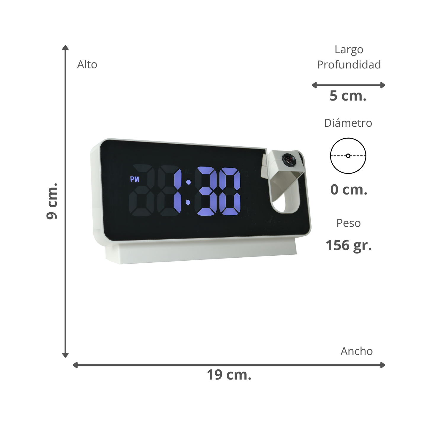Reloj Digital Proyector Blanco