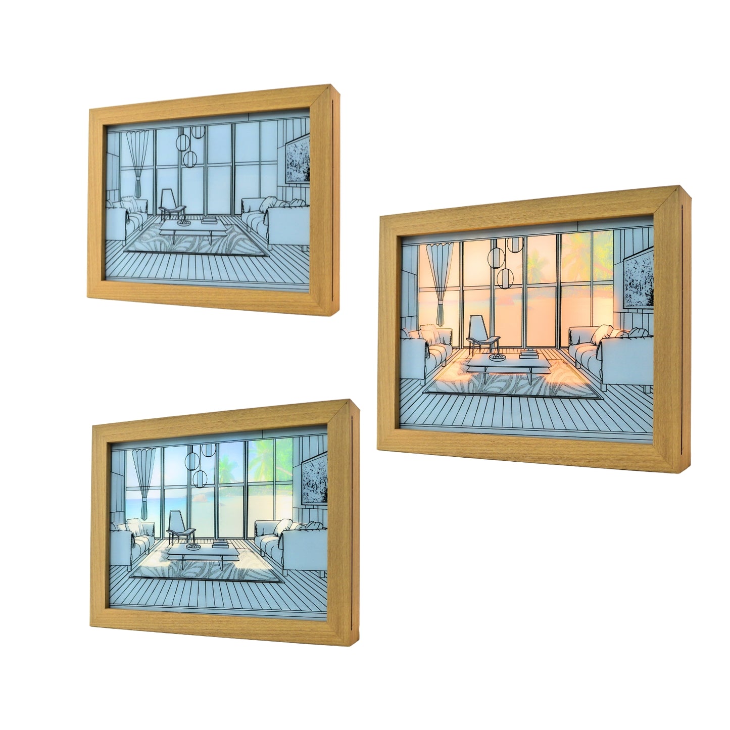 Lampara Led Cuadro De Pintura Decorativo El Mar