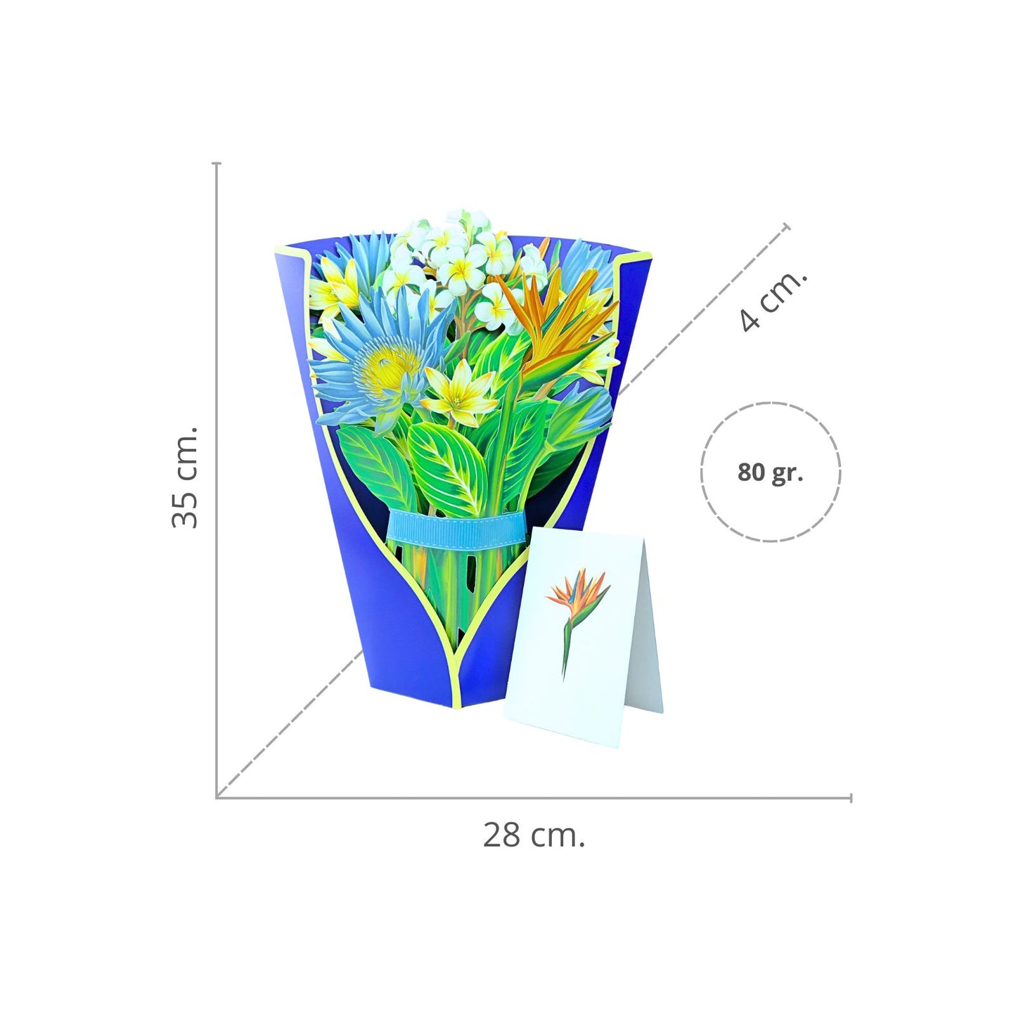 Tarjeta De Felicitaciones Bouquet De Flores 3D Ave Del Paraíso