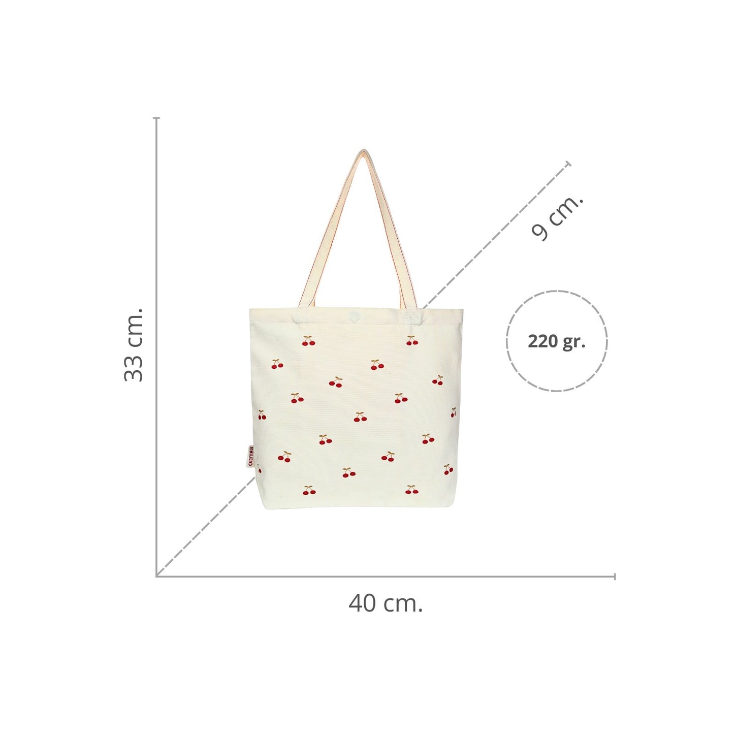 Bolsa De Lona Ecológica Diseño Cherry Con Broche