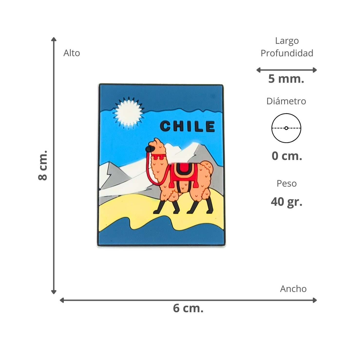 Imán De Goma Refrigerador Souvenir Chile Llama
