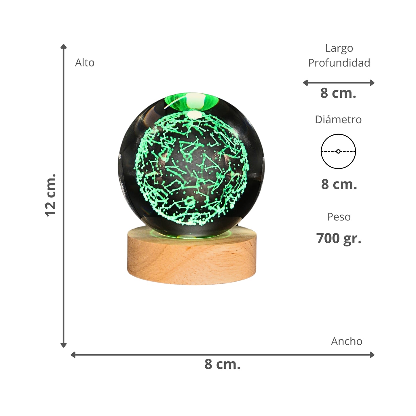 Lampara Bola De Cristal LED RGB Colores Zodiaco