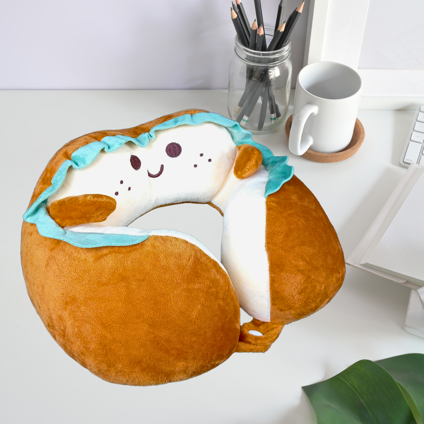 Cojín Cervical Cute Para Viaje Oficina Hogar Tostada