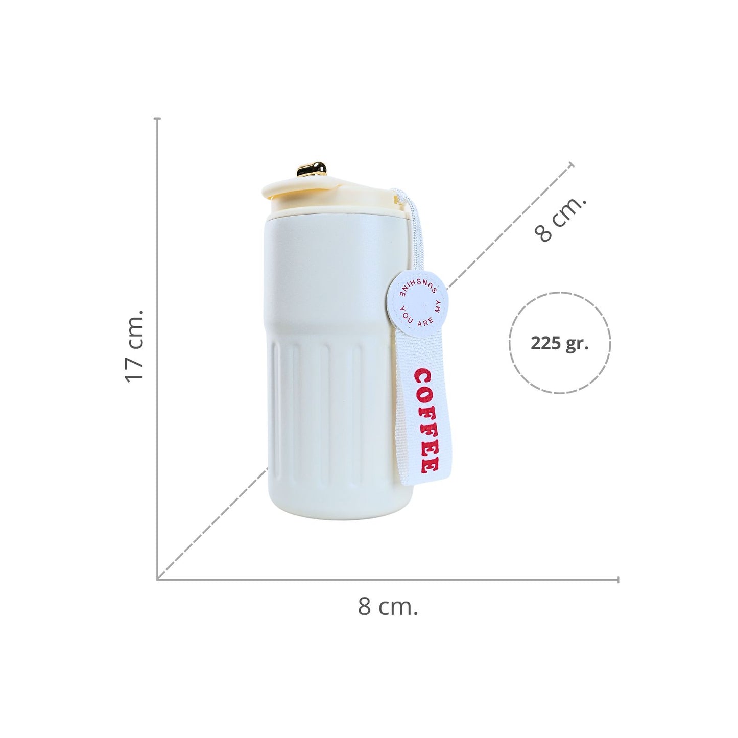 Vaso Térmico de Acero Inoxidable Termómetro 460 ml Blanco