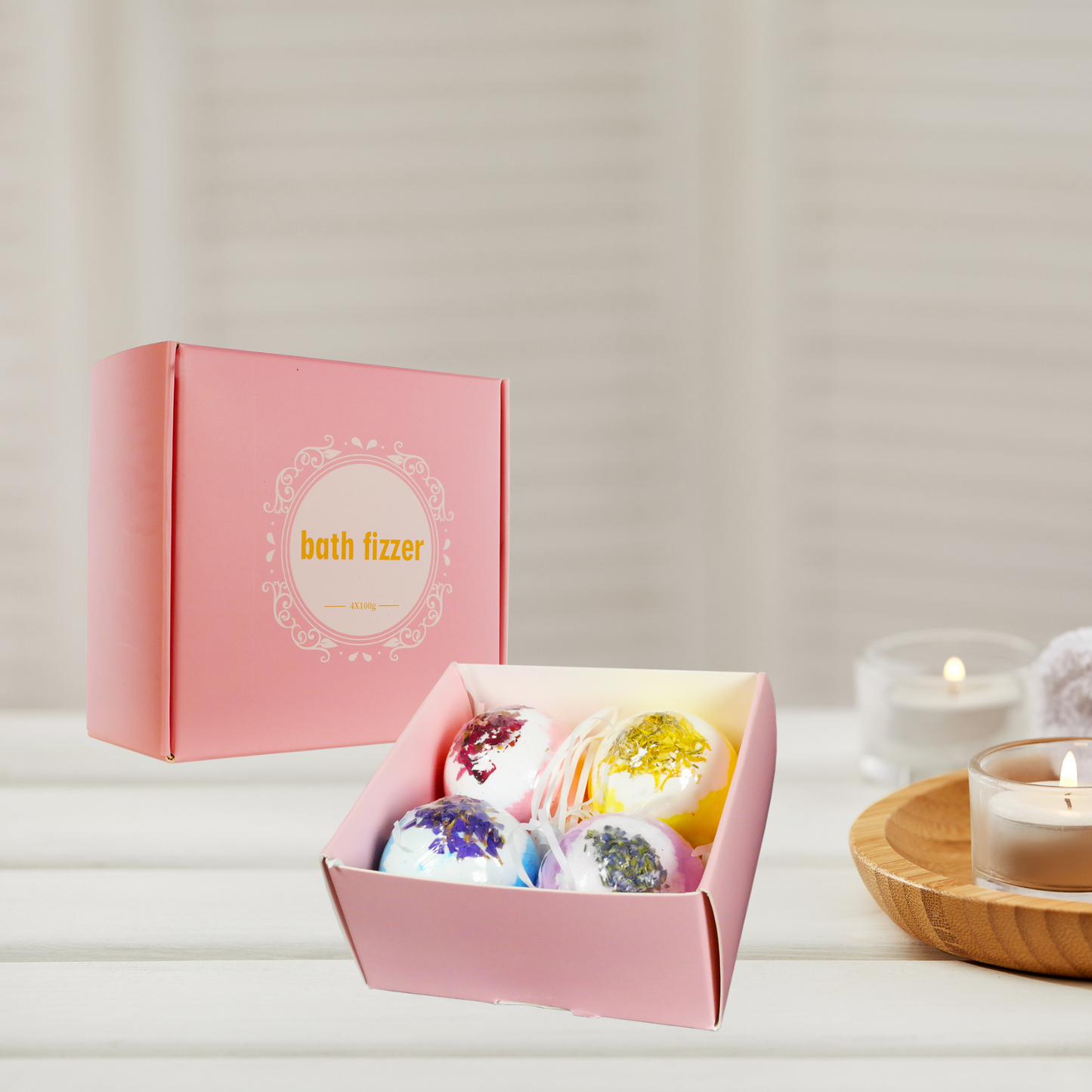 Set 4 Bolas De Baño Spa Esencias Naturales 100G