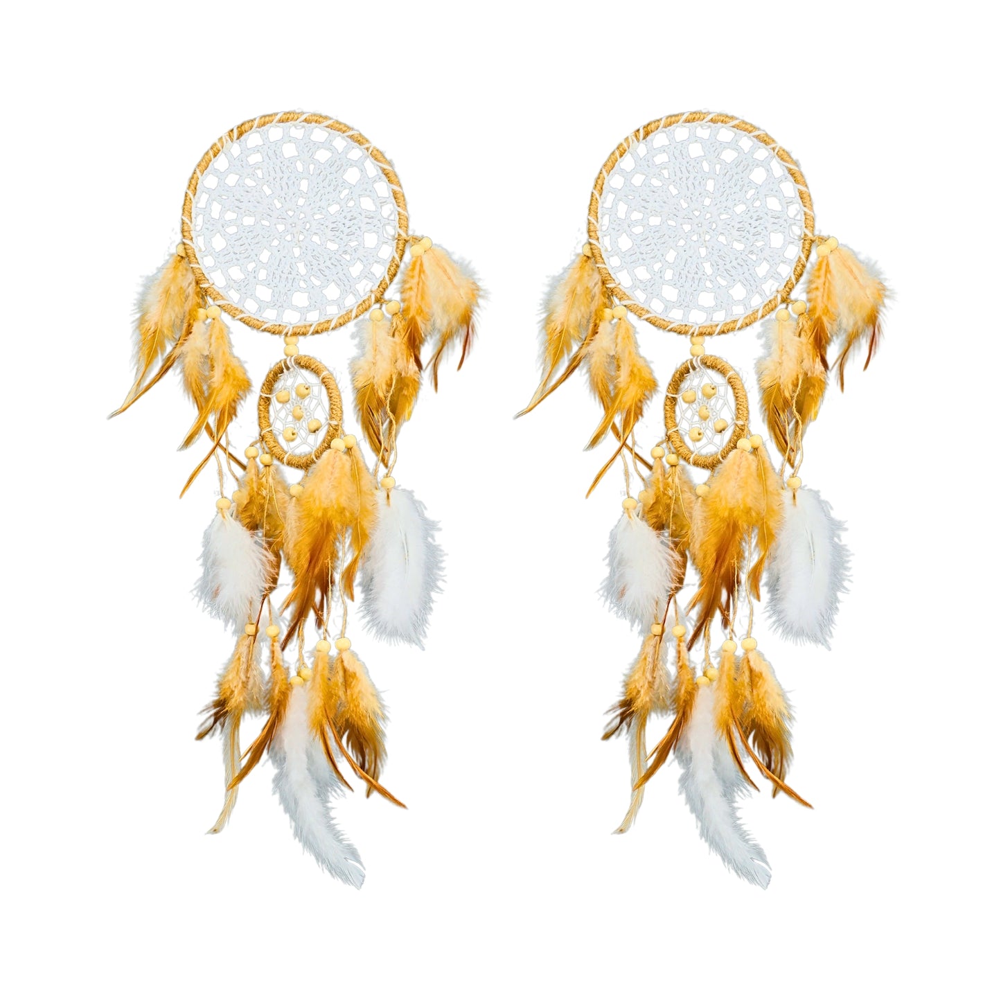 Atrapasueños Decoración Colgante Con Plumas 5 Unidades Marrón