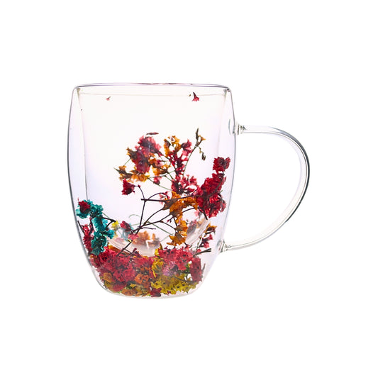Tazas Mug Doble Pared con Flores Eternas Roja