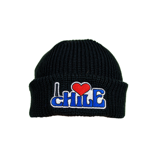 Gorro Beanie Bordado De Chile Negro I Love Chile