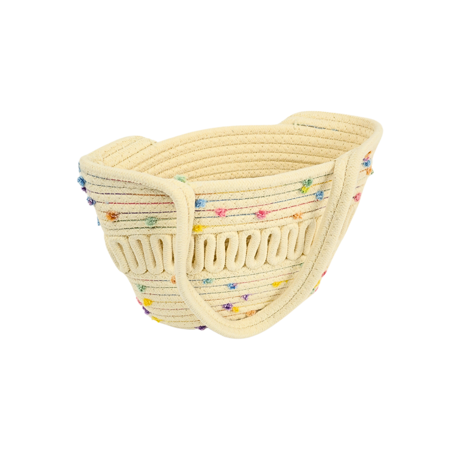 Bolso De Playero Casual Tejido Yute Algodón Beige Puntos