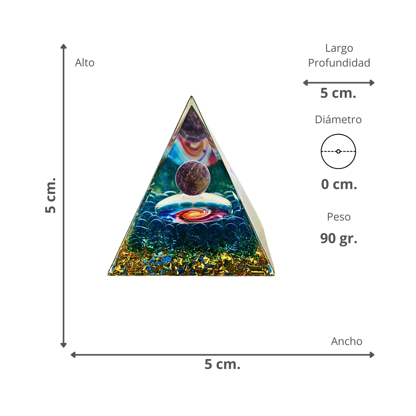Pirámide de Orgonita Cristal Reiki Yoga Azul