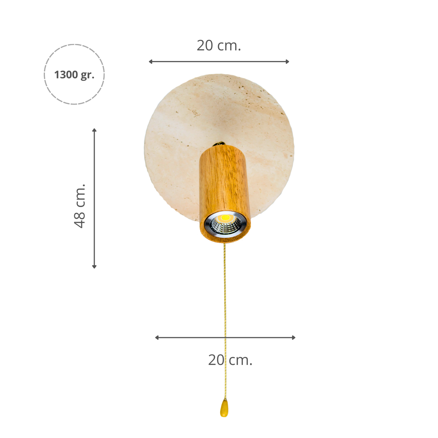 Lámpara LED Plafón de Piedra Travertino Beige