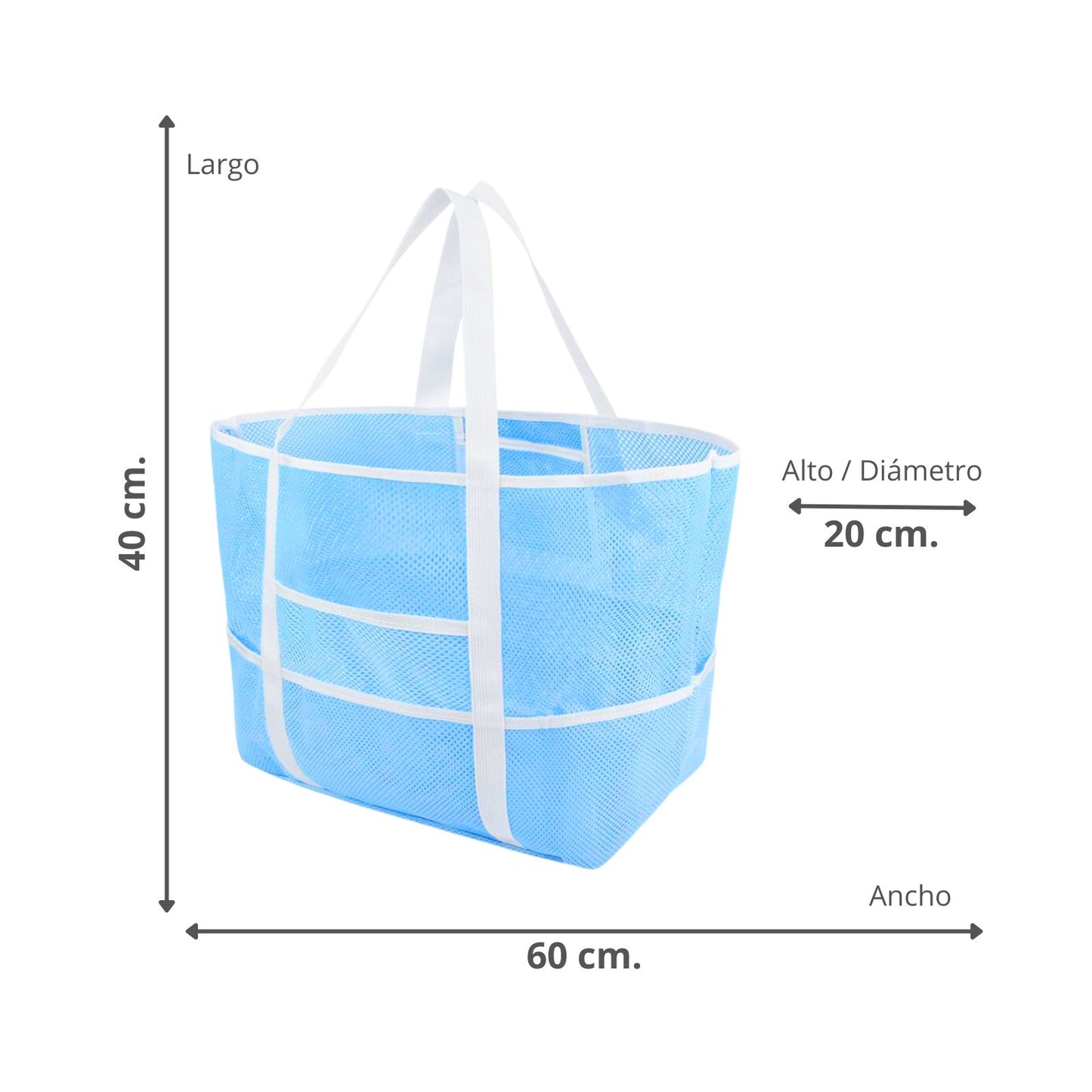 Bolsa De Malla Multiusos Playera Supermercado Compras Celeste