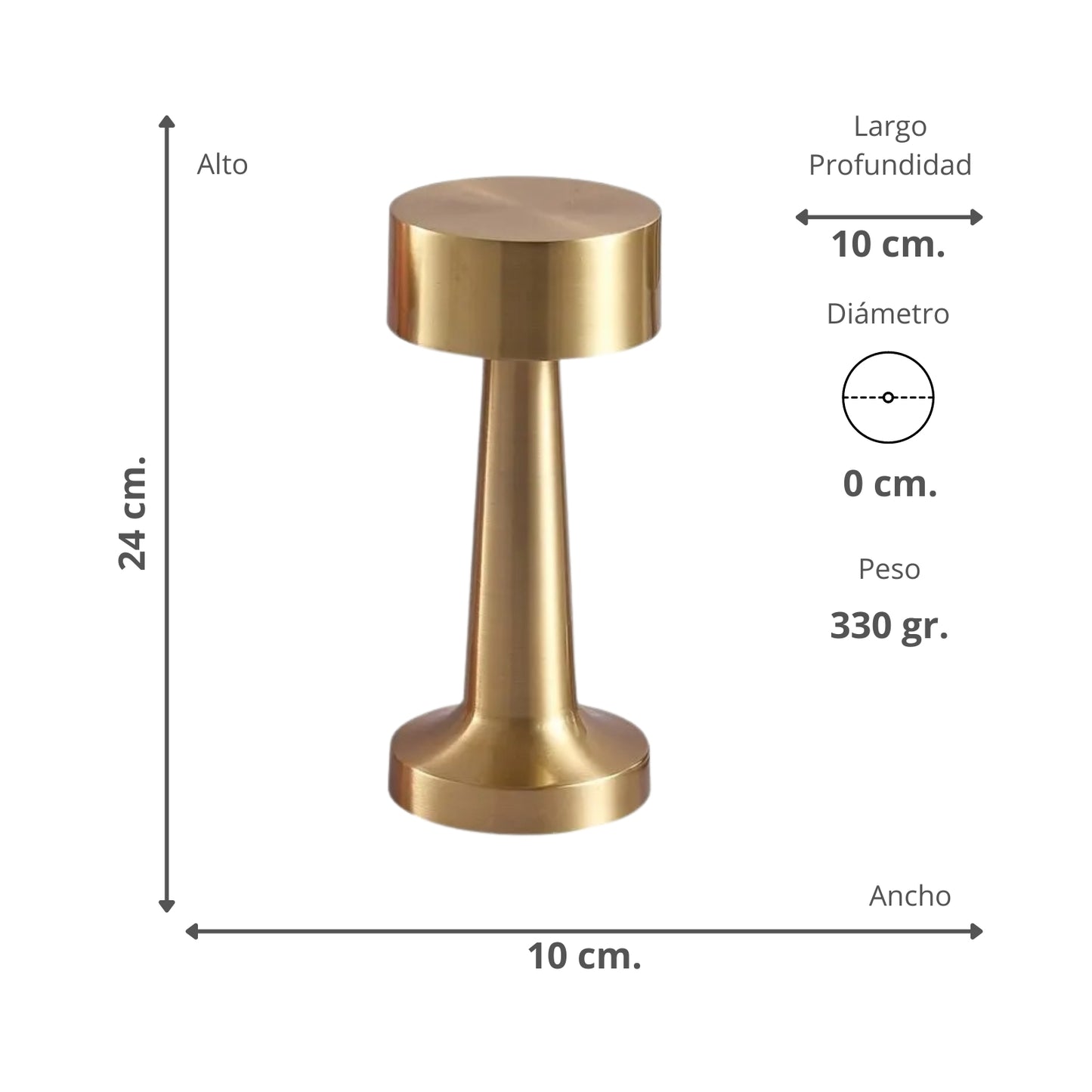 Lampara De Mesa Touch Led Recargable Usb C Dorada
