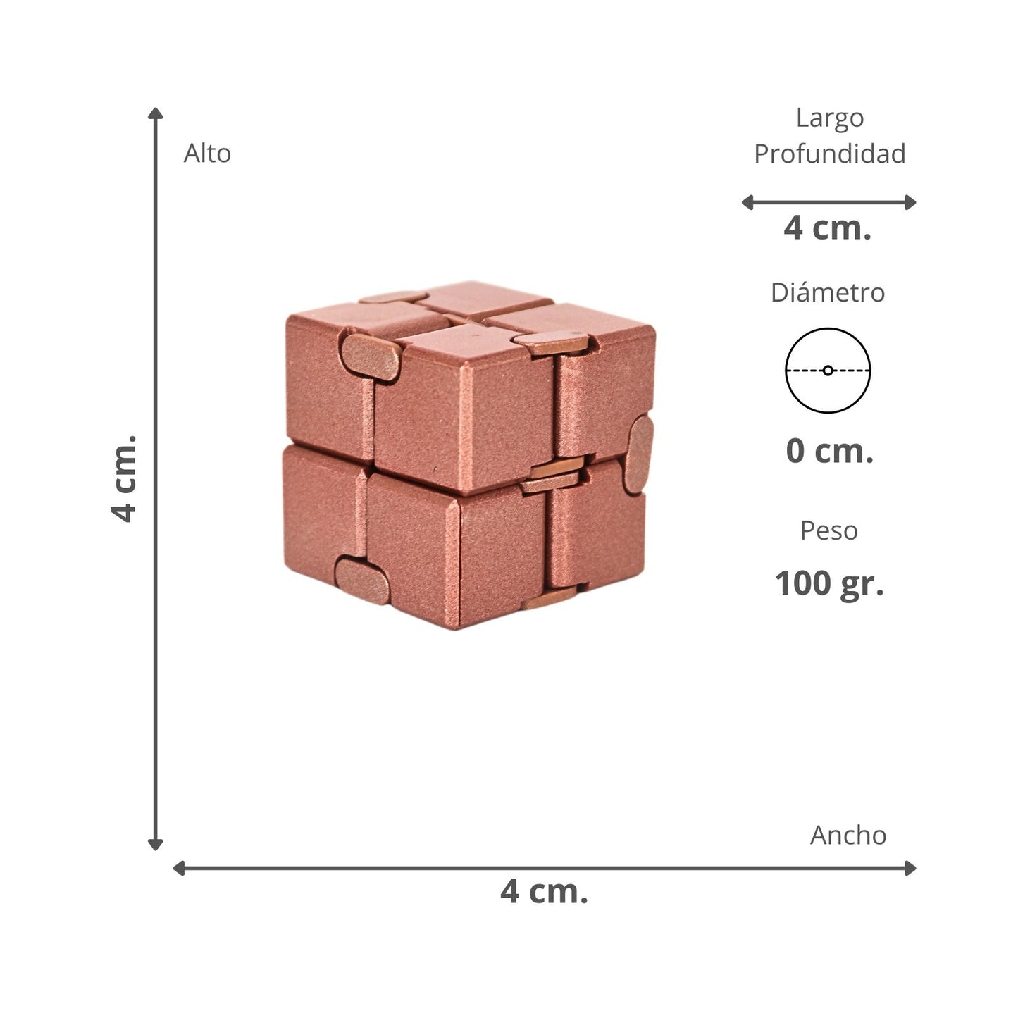 Juguete Fidget Cube Infinito Anti Estrés Dorado