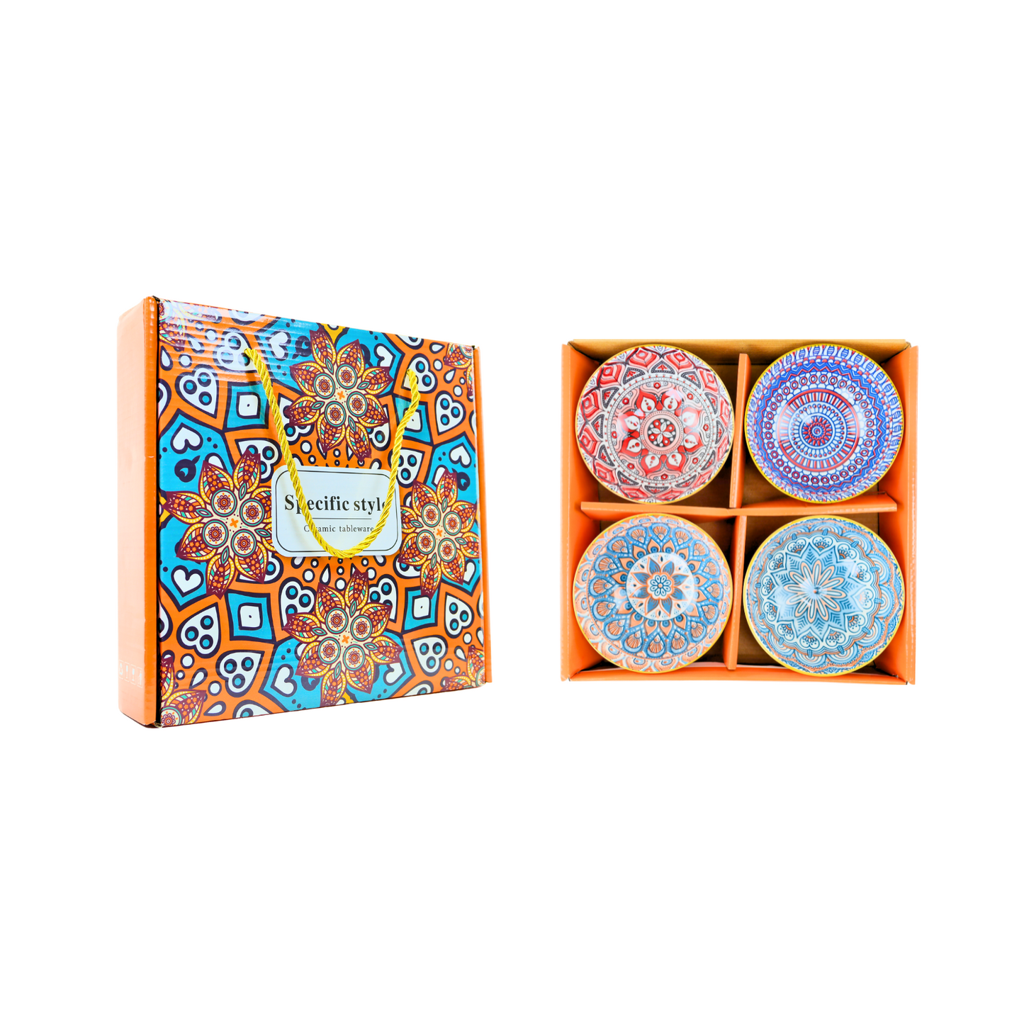 Set 4 Bowl Cuencos Cerámicos 300 Ml Estilo Bohemio