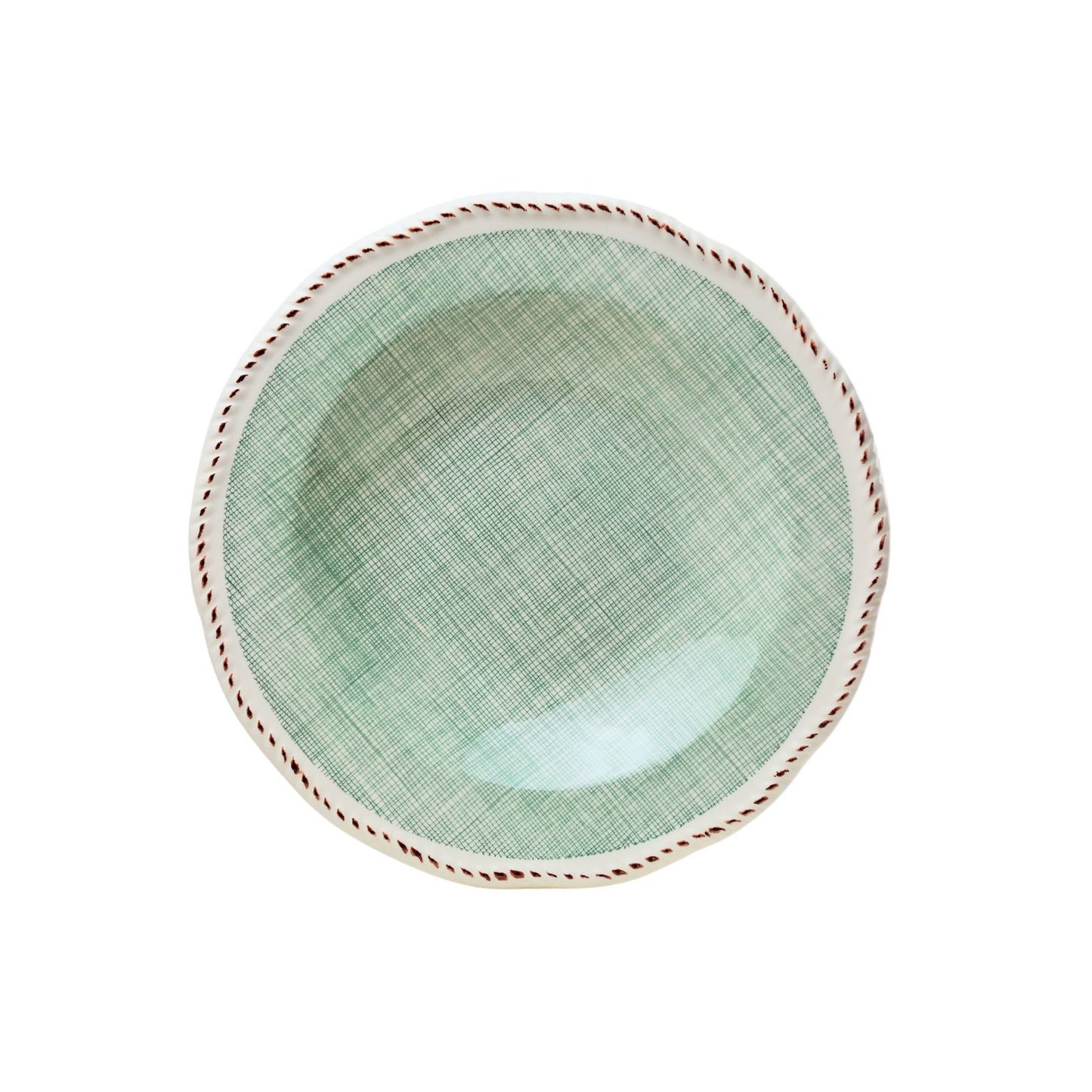 Plato de Sopa Cerámica Esmaltada Diseño Tartán Verde