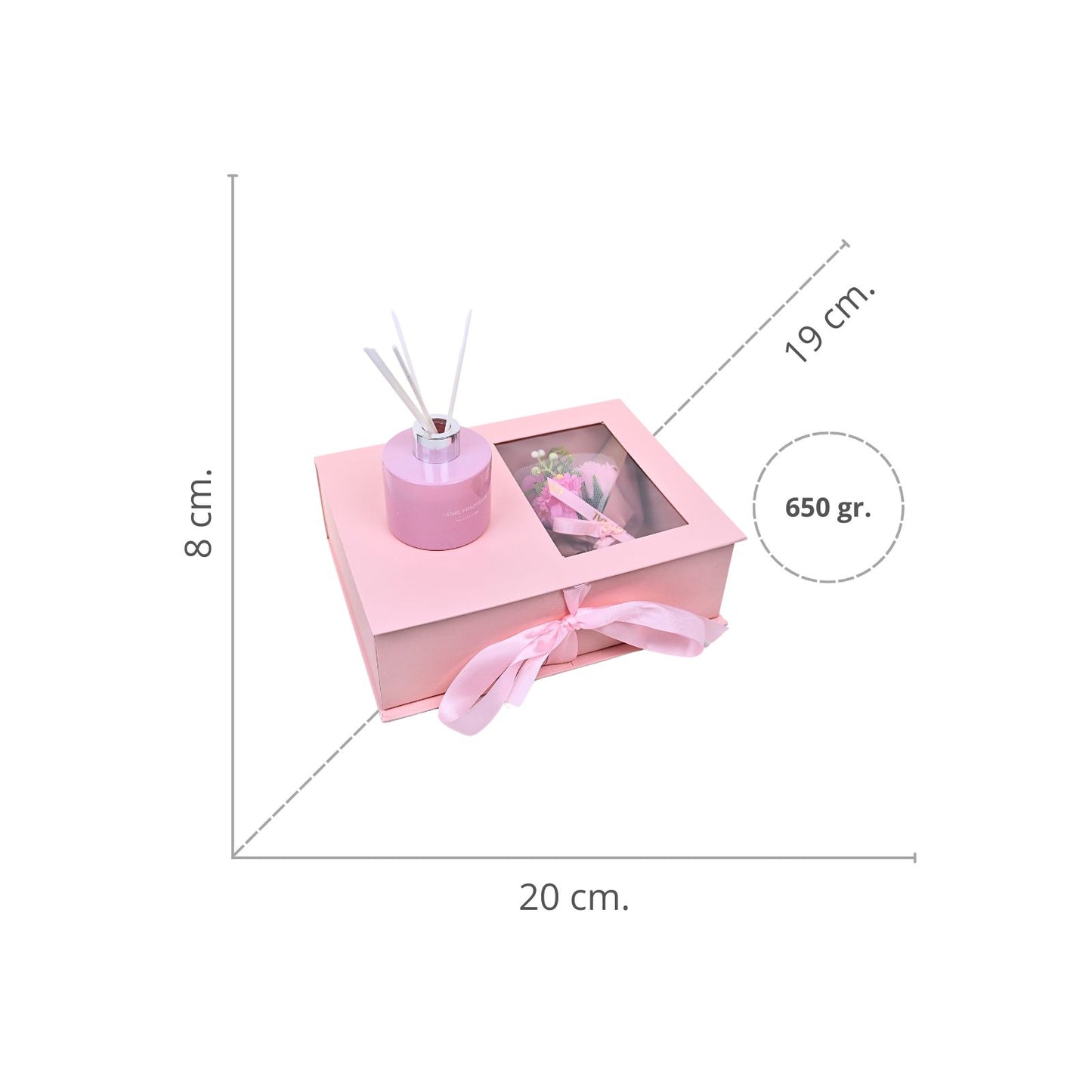 Caja de Regalo Floral con Aromaterapia Rosa