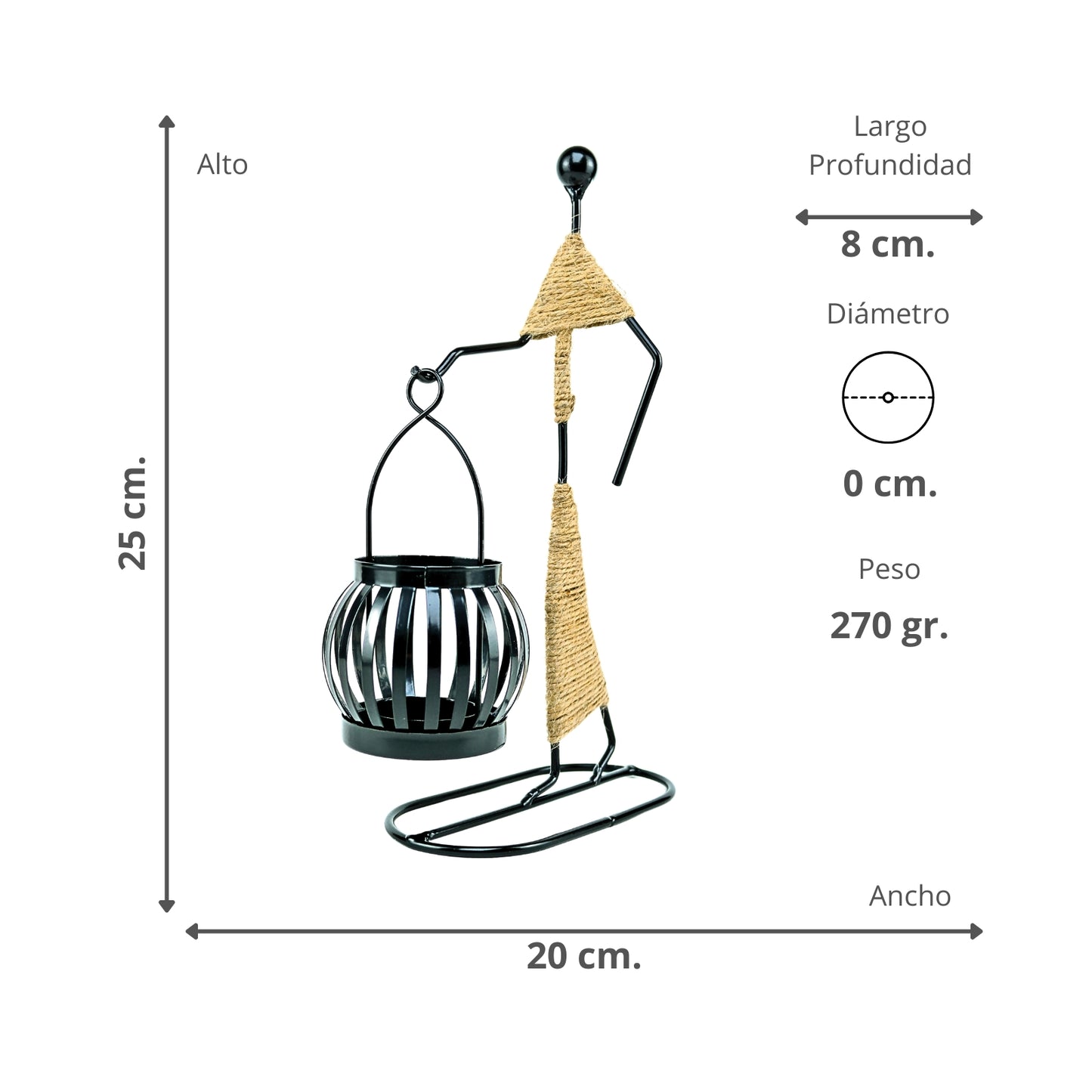 Candelabro Metálico Porta Velas Nórdico Hombre