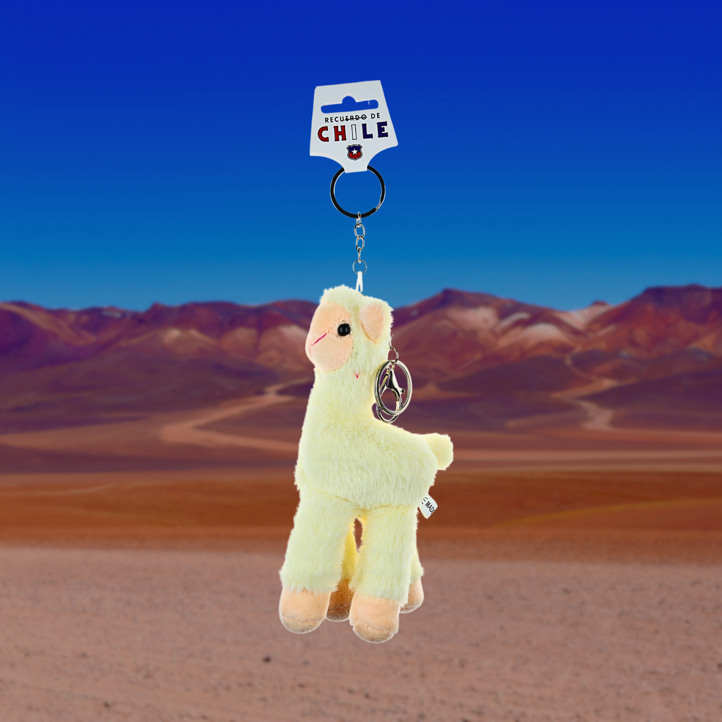 Llavero de Peluche Souvenir de Chile Llama Amarillo