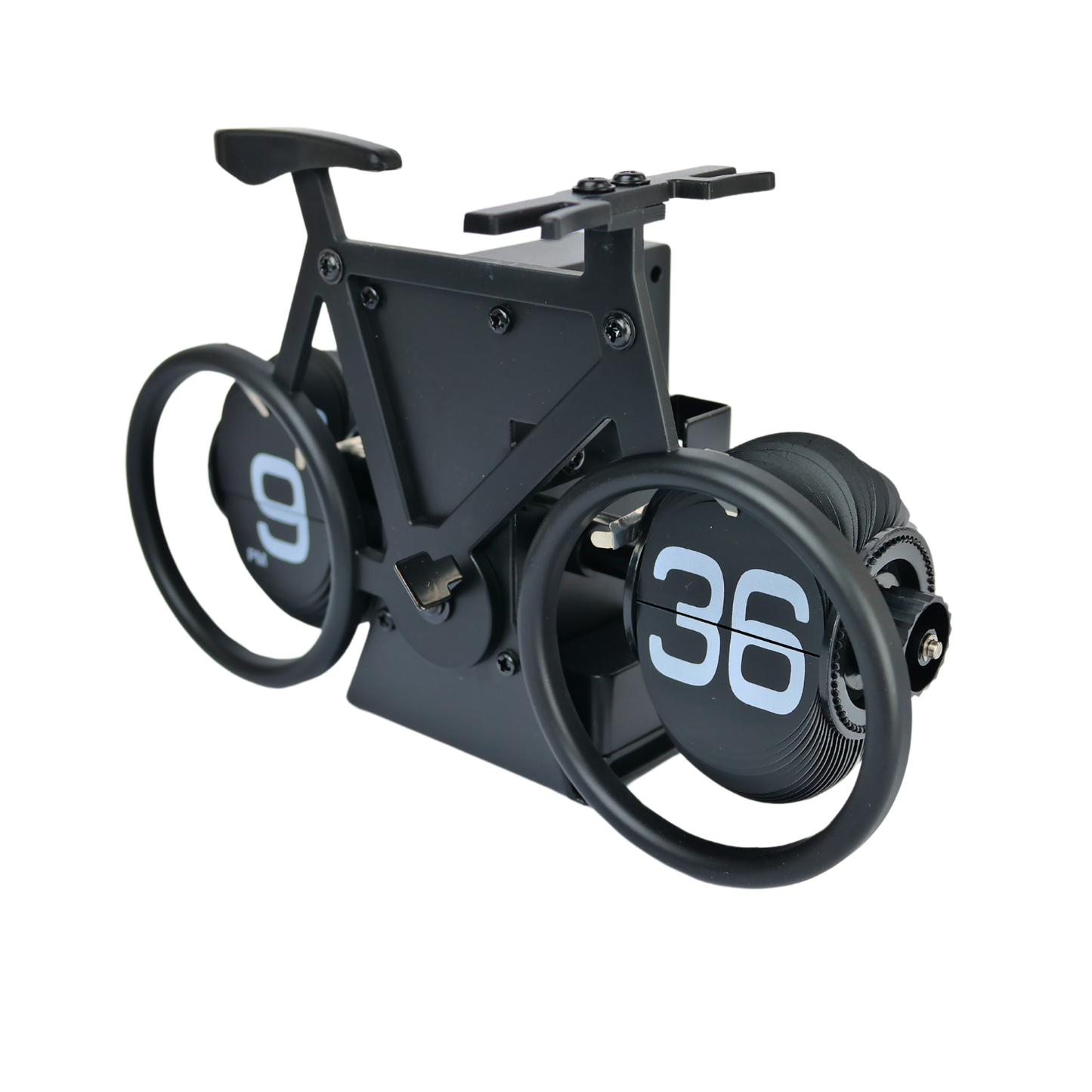Reloj de Escritorio Mecánico Giratorio Bicicleta Negro