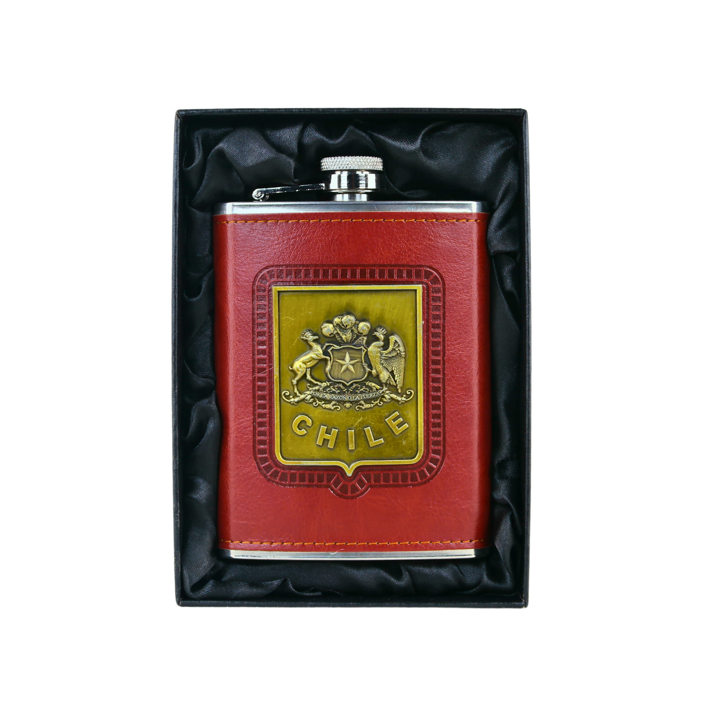 Licorera Petaca Acero Inoxidable 235 Ml Escudo De Chile