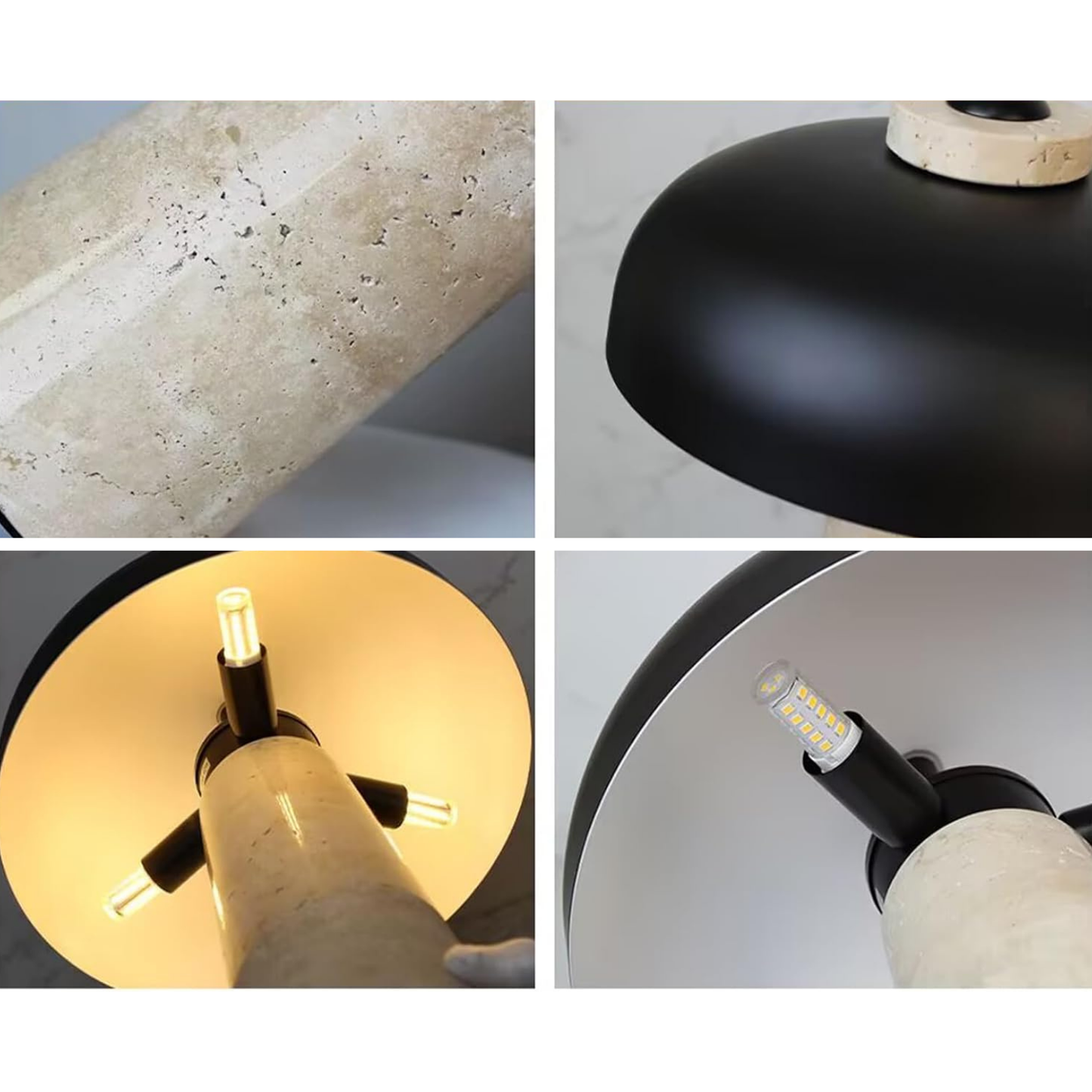 Lámpara LED de Piedra Travertino Elegante Diseño de Setas