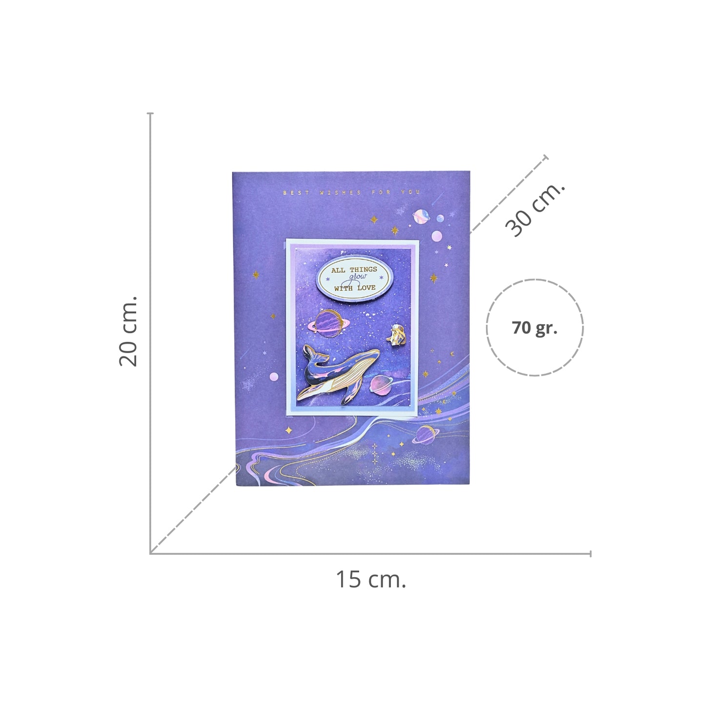 Tarjeta Felicitaciones Plegable Astronauta Galaxia con Efecto 3D