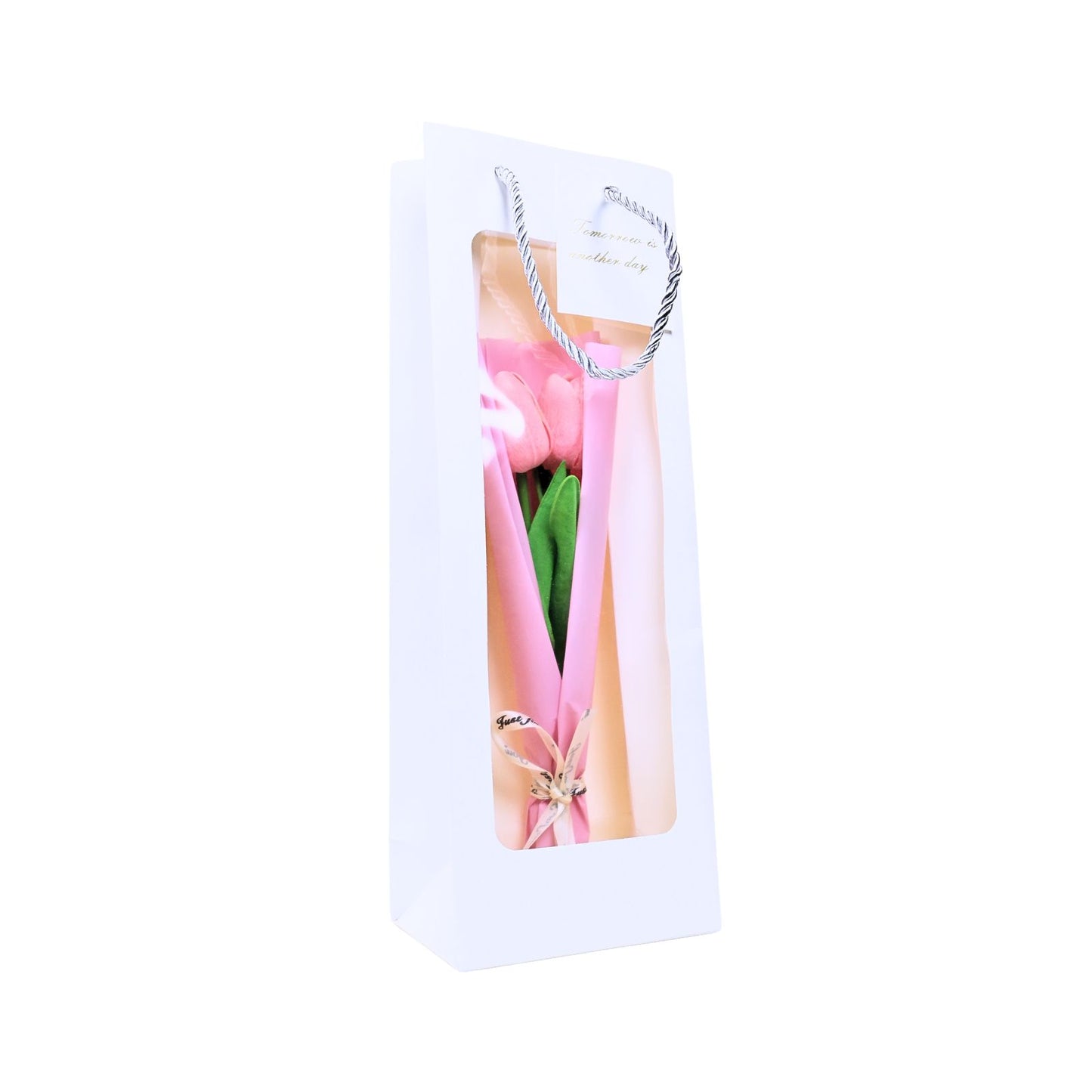 Caja De Regalo Con Flor De Tulipán Eterno Rosado