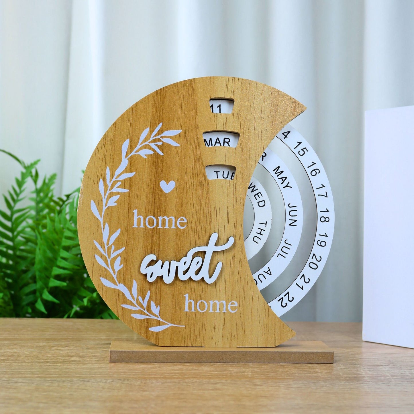 Calendario Eterno De Madera Giratorio Decorativo Luna
