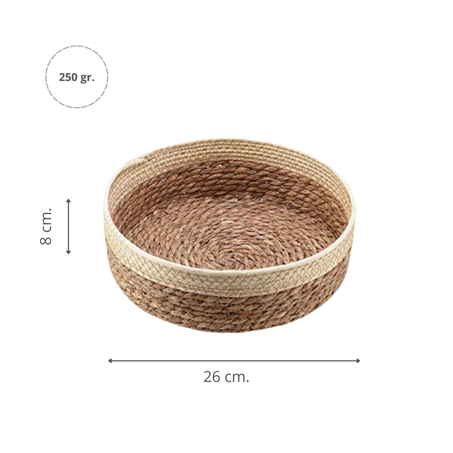 Organizador Decorativo Redondo de Rattan Marrón 26 x 26 cm