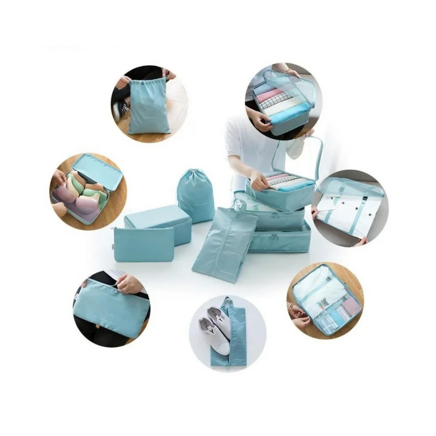 Set 7 Bolsas Organizadoras Para Maletas Impermeables