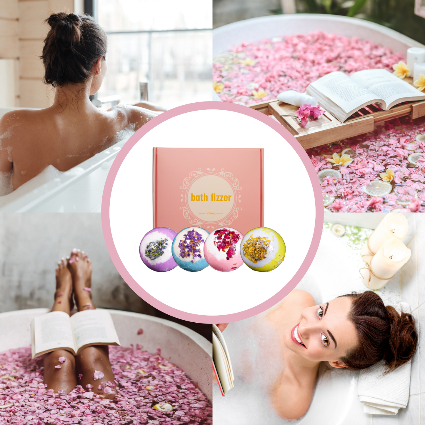 Set 4 Bolas De Baño Spa Esencias Naturales 100G
