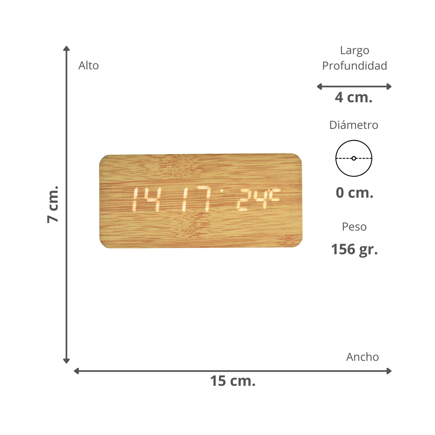 Reloj Digital LED Tipo Madera Zen Marrón