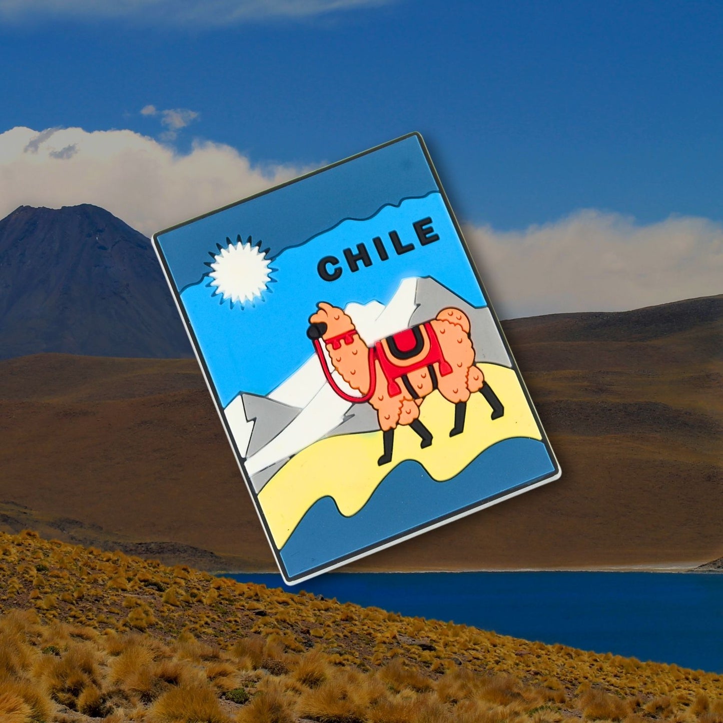 Imán De Goma Refrigerador Souvenir Chile Llama