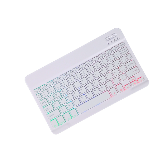 Mini Teclado Bluetooth Ultra Slim Español Led Blanco