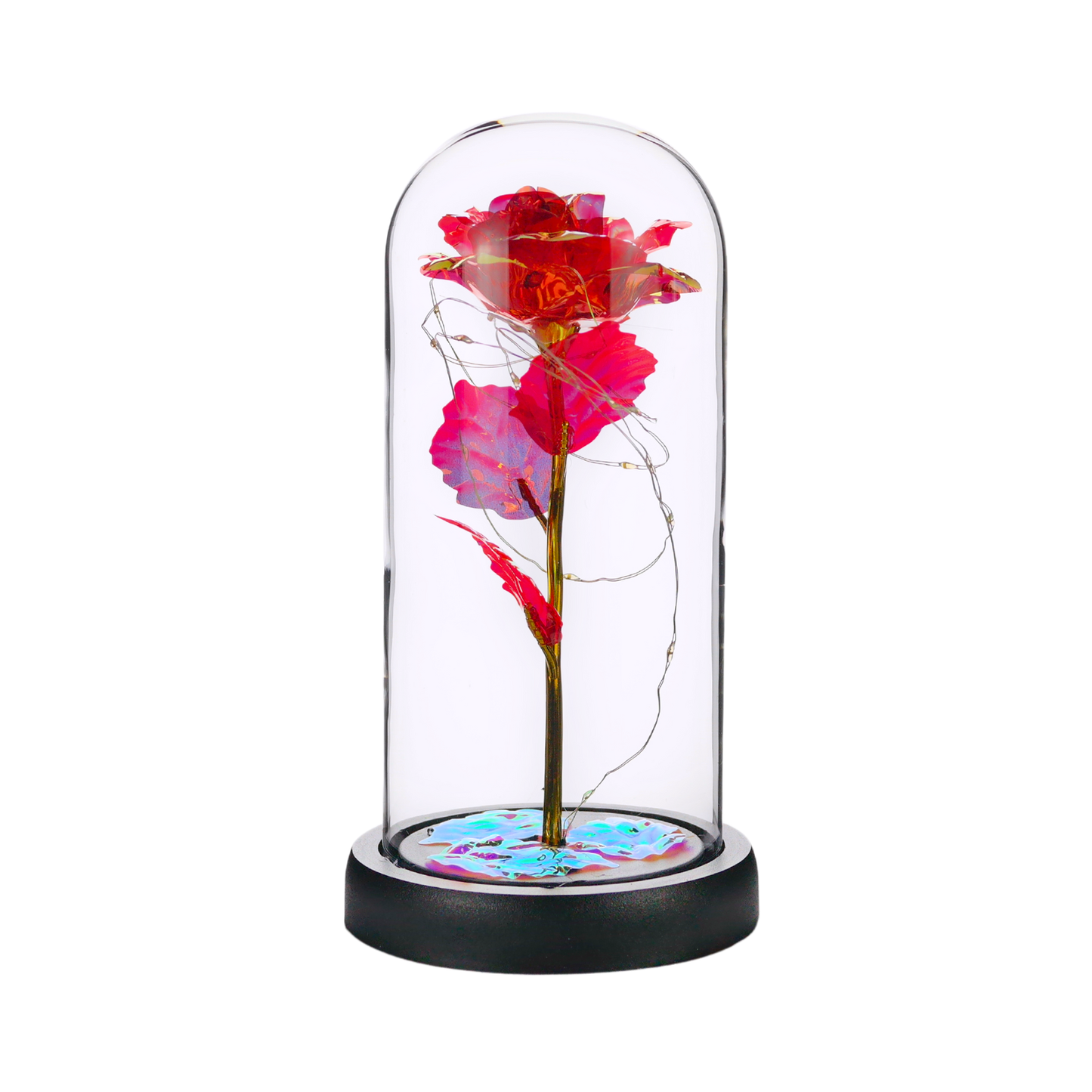 Rosa Eterna LED Cúpula De Cristal Rojo
